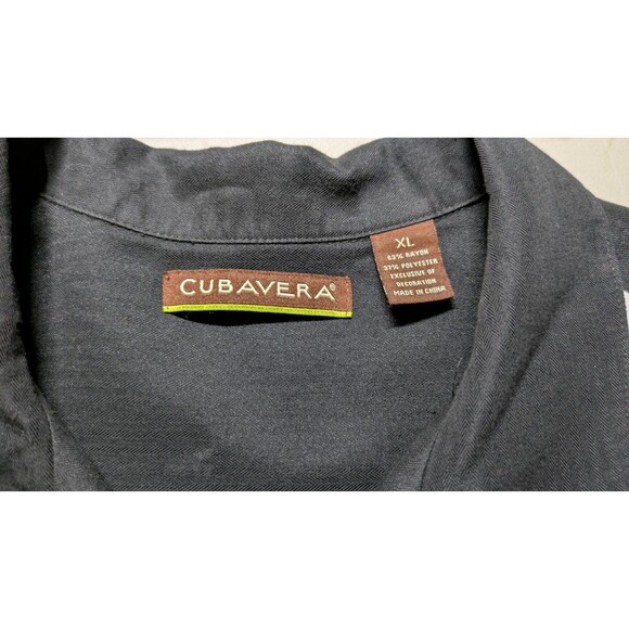 Cubavera Dress Shirt For Men XL Black and Tan Embroidered Short Sleeve - Picture 5 of 10